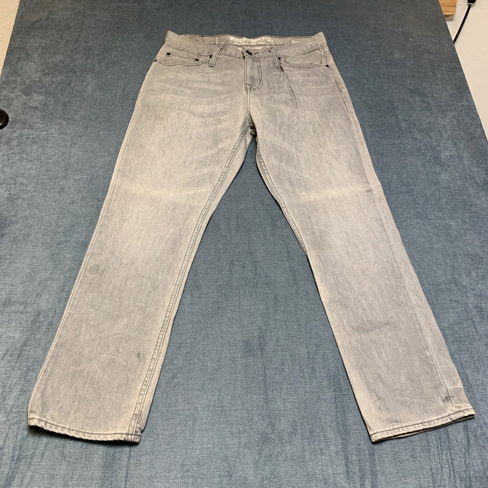 Mossimo Supply Co Slim Fit Jeans Mens 34x30 Gray Denim Straight Leg Light Wash